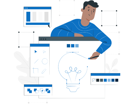 Graphic design landing 4 A team of developers developing a website