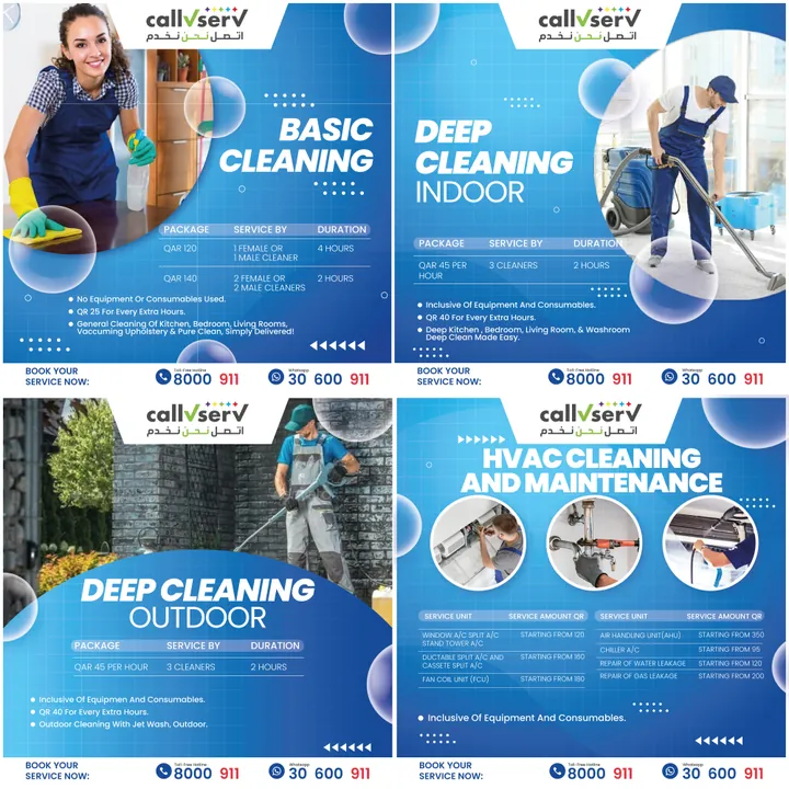 Call V Serv cleaning service social media posts